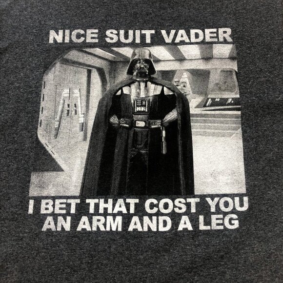 NWOT STAR WARS VADER Short Sleeve Grey Mens T-Shirt Pullover Gray Shirt Size Med - Picture 2 of 11